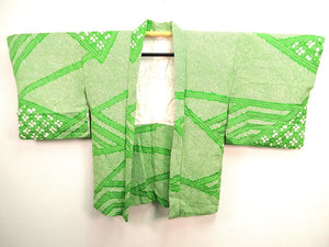 Haori Jacket Green Hand-stitched Shibori #115