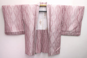 Haori Jacket Vintage(1950-1980) Ash Pink Full Shibori Tatewaku Silk #8288C2