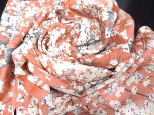 MKF#8 Silk Kimono Fabric Vintage(1950-1980) Plum blossom Rinzu Pink 59.1x13.0in(150x33cm)