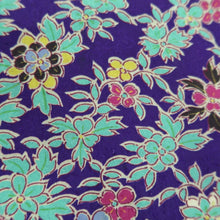 Load image into Gallery viewer, KK1200B4 Silk Kimono Fabric Vintage(1920-1950) Flower Rinzu Purple 50.0x13.4in(127x34cm)
