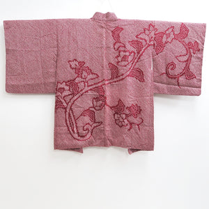 Haori Jacket Vintage(1950-1980) Wine red Full Shibori Flower Silk #9437G3