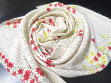 Load image into Gallery viewer, MKF#113 Silk Kimono Fabric Vintage(1950-1980) Maple Leaf Rinzu Cream white 59.1x13.0in(150x33cm)

