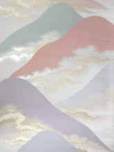 Load image into Gallery viewer, Fukuro Obi Vintage(1950-1980) Cream white Gold Mountain Cloud Landscape Silk BB113W7
