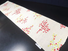 Load image into Gallery viewer, MKF#114 Silk Kimono Fabric Vintage(1950-1980) Maple Leaf Rinzu Cream white 59.1x13.0in(150x33cm)
