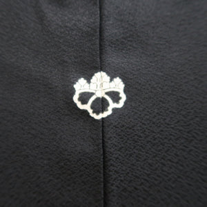Haori Jacket Vintage(1950-1980) Black Silver Gold Narcissus Silk #9451G3