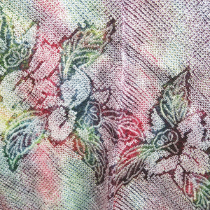 Haori Jacket Vintage(1950-1980) Red Green Yellow Shibori Cattleya Silk #9520H1