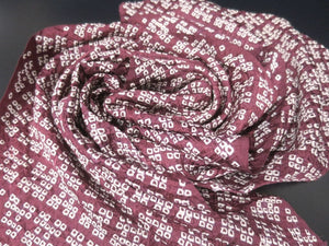 MKF#79 Silk Kimono Fabric Vintage(1950-1980) Shibori Maroon 43.3x13.8in(110x35cm)