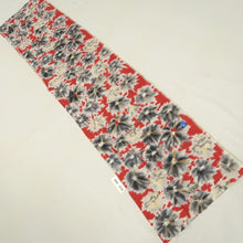 Load image into Gallery viewer, KK1275B5 Silk Kimono Fabric Vintage(1920-1950) Meisen Flower Red 57.5x12.2in(146x31cm)
