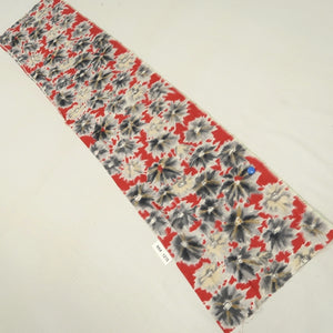 KK1275B5 Silk Kimono Fabric Vintage(1920-1950) Meisen Flower Red 57.5x12.2in(146x31cm)