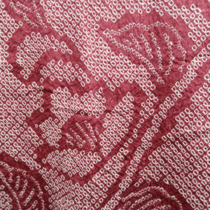 Haori Jacket Vintage(1950-1980) Wine red Full Shibori Flower Silk #9437G3