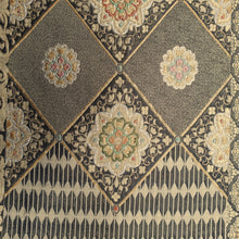 Load image into Gallery viewer, Fukuro Obi Vintage(1950-1980) Gold Black Flower Silk BB176V1
