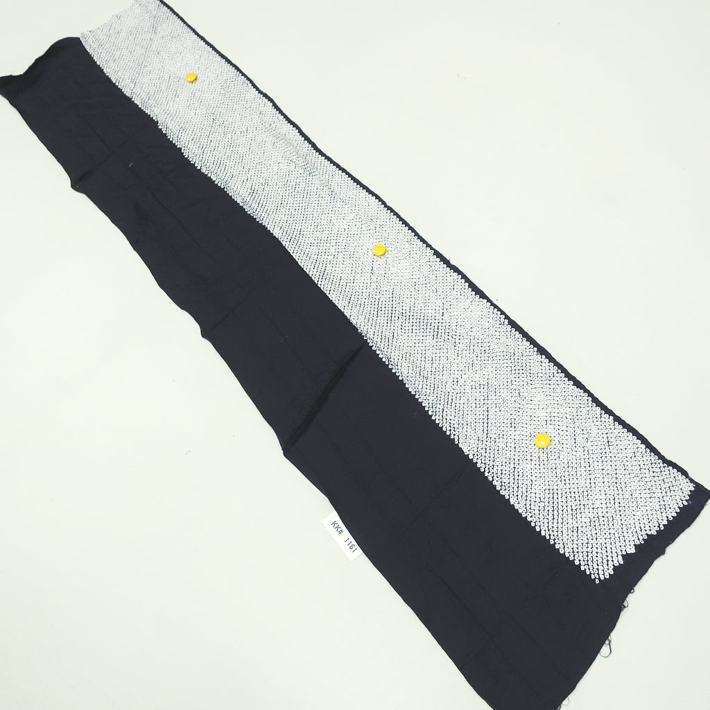 KK1161B4 Silk Kimono Fabric Vintage(1950-1980) Shibori Black White 55.5x13.0in(141x33cm)
