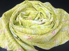 Load image into Gallery viewer, MKF#172 Silk Kimono Fabric Vintage(1950-1980) Shibori Light Green 82.7x13.0in(210x33cm)
