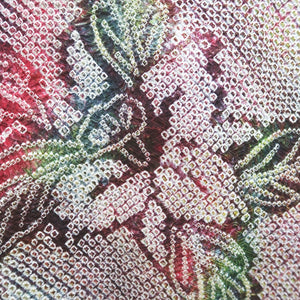 Haori Jacket Vintage(1950-1980) Red Green Yellow Shibori Cattleya Silk #9520H1