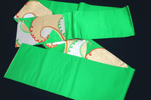 Load image into Gallery viewer, Fukuro Obi Vintage(1950-1980) Green Gold Wave Silk BB148W9
