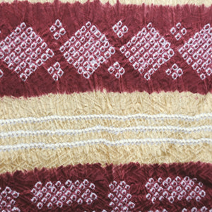Haori Jacket Vintage(1950-1980) Light Yellow Reddish Brown Shibori Silk #9027D1