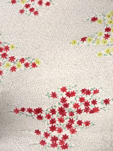 Load image into Gallery viewer, MKF#114 Silk Kimono Fabric Vintage(1950-1980) Maple Leaf Rinzu Cream white 59.1x13.0in(150x33cm)
