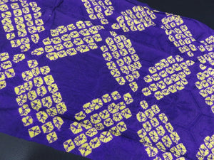 FF2505A Silk Kimono Fabric Vintage(1920-1950) Shibori Bluish Purple 55.1x11.8in(140x30cm)