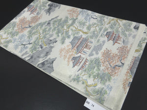 Fukuro Obi Vintage(1950-1980) Off whilte Zen Temple Silk BB74W5