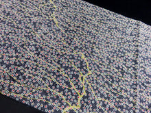 Load image into Gallery viewer, FF2534A Silk Kimono Fabric Vintage(1950-1980) Plum Blossom Black 39.4x11.8in(100x30cm)
