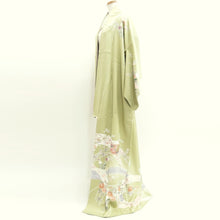 Load image into Gallery viewer, Kimono Pale Green Chrysanthemum Bellflower Camellia Silk #9361F5
