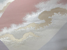 Load image into Gallery viewer, Fukuro Obi Vintage(1950-1980) Cream white Gold Mountain Cloud Landscape Silk BB113W7
