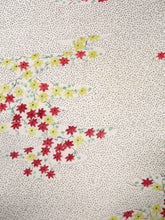 Load image into Gallery viewer, MKF#114 Silk Kimono Fabric Vintage(1950-1980) Maple Leaf Rinzu Cream white 59.1x13.0in(150x33cm)
