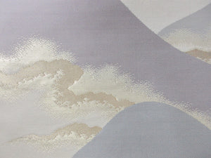 Fukuro Obi Vintage(1950-1980) Cream white Gold Mountain Cloud Landscape Silk BB113W7