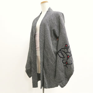 Haori Jacket Vintage(1950-1980) Black Full Shibori Flower Silk #9438G3