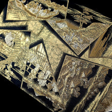 Load image into Gallery viewer, Fukuro Obi Vintage(1950-1980) Gold Black Hokusai Fugaku-Sanjurokkei Silk BB202V2
