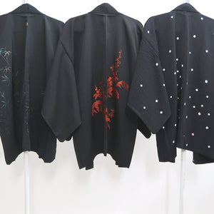 Bundle 15pcs Silk Black Haori Jacket Wholesale Bulk Free Shipping #381