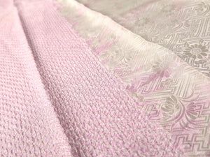 MKF#256 Silk Kimono Fabric Vintage(1950-1980) Shibori Pale Pink 76.8x13.4in(195x34cm)