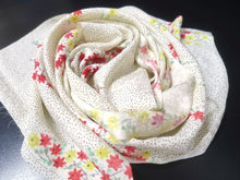 Load image into Gallery viewer, MKF#114 Silk Kimono Fabric Vintage(1950-1980) Maple Leaf Rinzu Cream white 59.1x13.0in(150x33cm)
