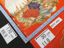 Load image into Gallery viewer, BCF#2853 Silk Kimono Fabric Vintage(1950-1980) Embroidery Crane Birds Vermillion 170cm (66.9in)
