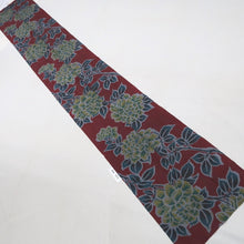 Load image into Gallery viewer, KK1373B7 Silk Kimono Fabric Vintage(1920-1950) Meisen Flower Wine red 86.2x13.0in(219x33cm)
