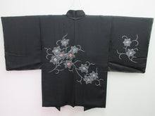 Load image into Gallery viewer, Haori Jacket Vintage(1950-1980) Black Flower Silk #7867L4
