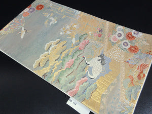 Fukuro Obi Gold Crane Birds Silk BB134W8