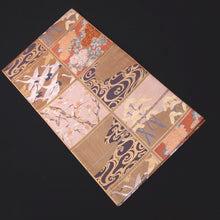 Load image into Gallery viewer, Fukuro Obi Vintage(1950-1980) Gold Crane Birds Plum blossom Irogami Silk BB187V1
