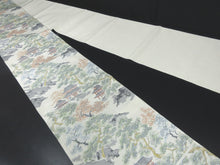 Load image into Gallery viewer, Fukuro Obi Vintage(1950-1980) Off whilte Zen Temple Silk BB74W5
