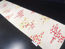 Load image into Gallery viewer, MKF#115 Silk Kimono Fabric Vintage(1950-1980) Maple Leaf Rinzu Cream white 59.1x13.0in(150x33cm)
