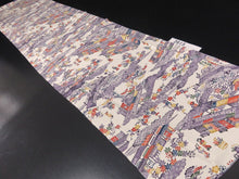 Load image into Gallery viewer, FF2615B Silk Kimono Fabric Vintage(1950-1980) Landscape White 62.2x13.0in(158x33cm)

