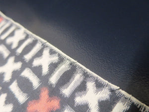 MKF#137 Silk Kimono Fabric Vintage(1920-1950) Meisen White Black 63.8x13.4in(162x34cm)