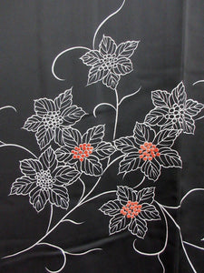 Haori Jacket Vintage(1950-1980) Black Flower Silk #7867L4