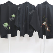 Load image into Gallery viewer, Bundle 15pcs Silk Black Haori Jacket Wholesale Bulk Free Shipping #381
