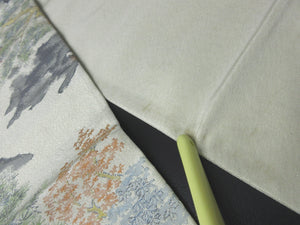 Fukuro Obi Vintage(1950-1980) Off whilte Zen Temple Silk BB74W5