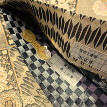 Load image into Gallery viewer, Fukuro Obi Vintage(1950-1980) Gold Black Flower Silk BB176V1
