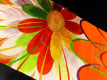 Load image into Gallery viewer, BB8219AA Silk Obi Fabric Vintage(1950-1980) Flower Orange Green 99.6x11.8in(253x30cm)
