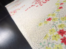 Load image into Gallery viewer, MKF#115 Silk Kimono Fabric Vintage(1950-1980) Maple Leaf Rinzu Cream white 59.1x13.0in(150x33cm)
