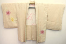 Load image into Gallery viewer, Haori Jacket Vintage(1950-1980) Pale Yellow Full Shibori Peony Silk #8289C2
