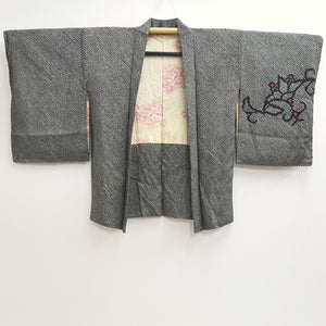 Haori Jacket Vintage(1950-1980) Black Full Shibori Flower Silk #9438G3